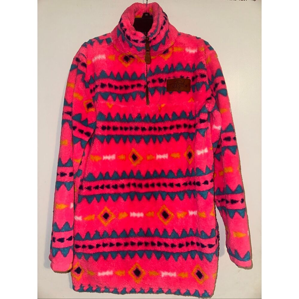 Southern Fried Chick Aztec Faux Sherpa Pullover Women's Size xs